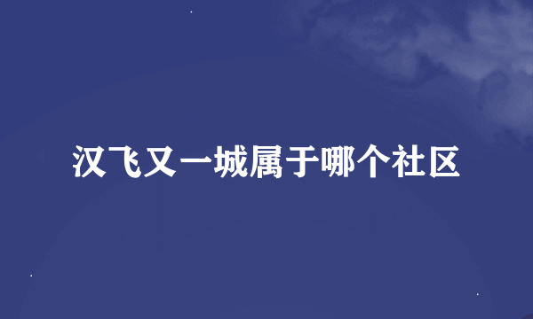 汉飞又一城属于哪个社区