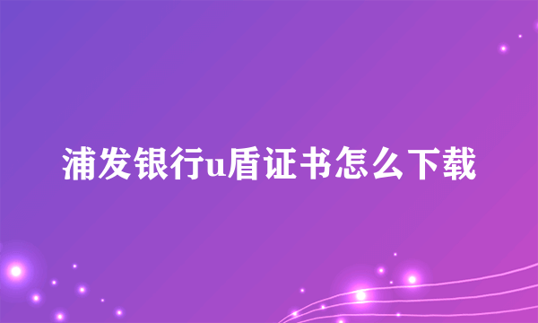 浦发银行u盾证书怎么下载