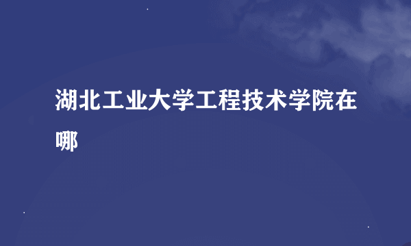 湖北工业大学工程技术学院在哪