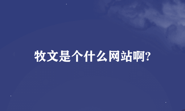 牧文是个什么网站啊?