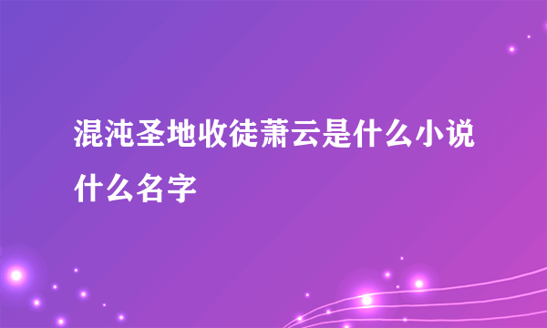 混沌圣地收徒萧云是什么小说什么名字