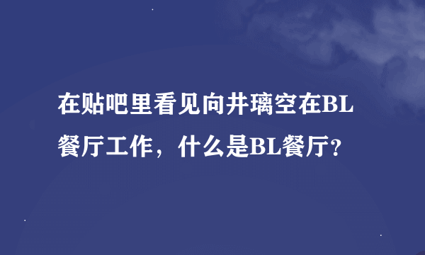 在贴吧里看见向井璃空在BL餐厅工作，什么是BL餐厅？