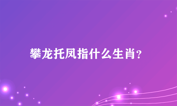 攀龙托凤指什么生肖？