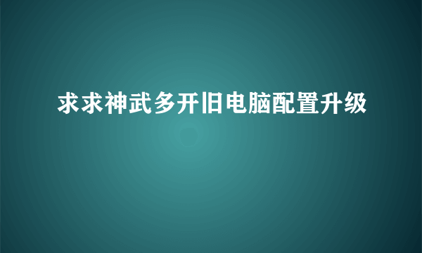 求求神武多开旧电脑配置升级