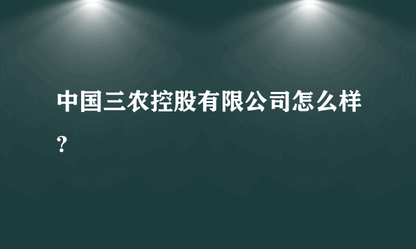 中国三农控股有限公司怎么样？