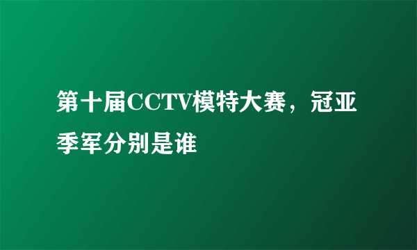 第十届CCTV模特大赛，冠亚季军分别是谁