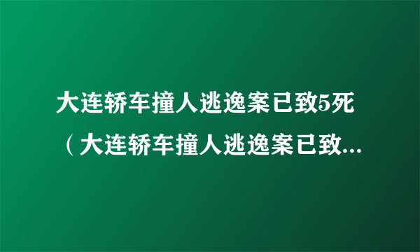 大连轿车撞人逃逸案已致5死（大连轿车撞人逃逸案已致5死死者）