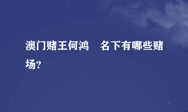 澳门赌王何鸿燊名下有哪些赌场？