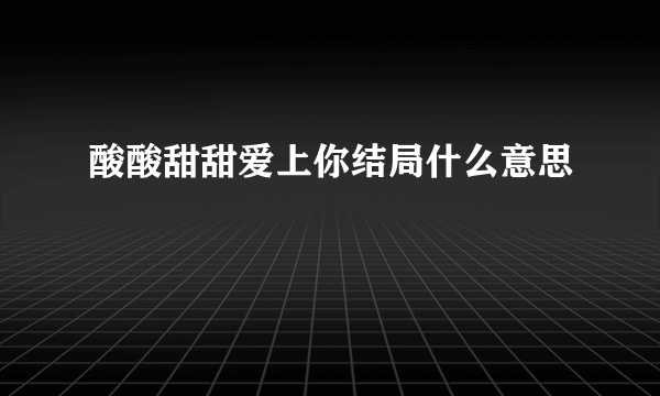 酸酸甜甜爱上你结局什么意思