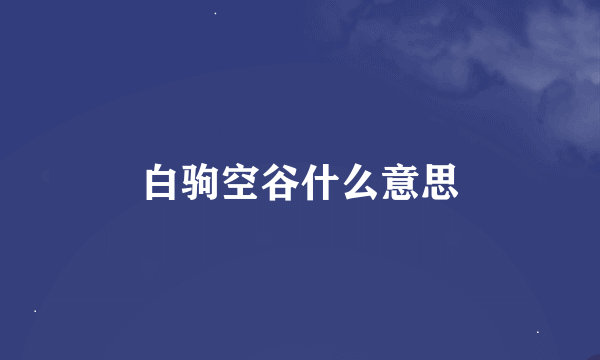 白驹空谷什么意思