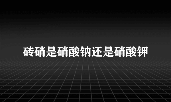 砖硝是硝酸钠还是硝酸钾