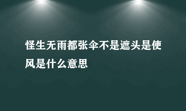 怪生无雨都张伞不是遮头是使风是什么意思