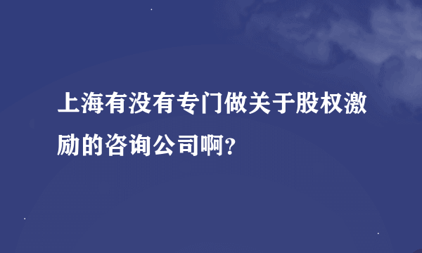 上海有没有专门做关于股权激励的咨询公司啊？