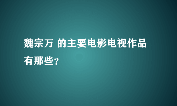 魏宗万 的主要电影电视作品有那些？