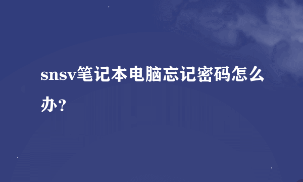 snsv笔记本电脑忘记密码怎么办？