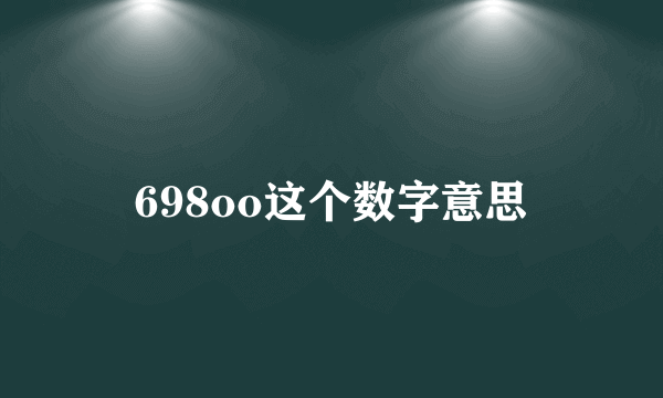 698oo这个数字意思