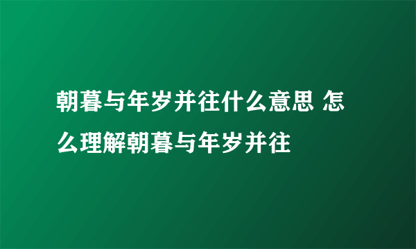 朝暮与年岁并往什么意思 怎么理解朝暮与年岁并往