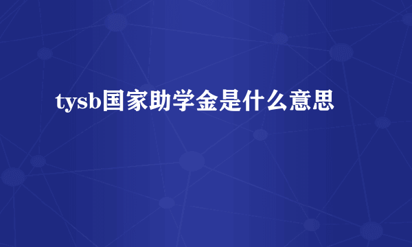 tysb国家助学金是什么意思