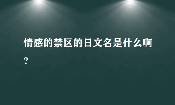 情感的禁区的日文名是什么啊？