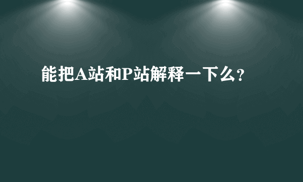 能把A站和P站解释一下么？