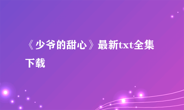 《少爷的甜心》最新txt全集下载