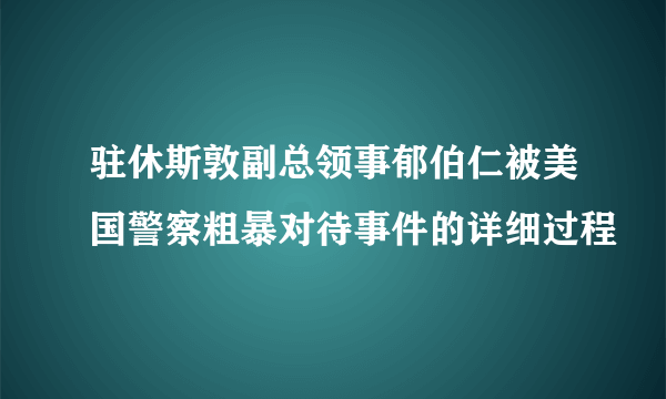 驻休斯敦副总领事郁伯仁被美国警察粗暴对待事件的详细过程