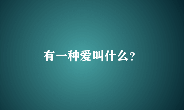 有一种爱叫什么？