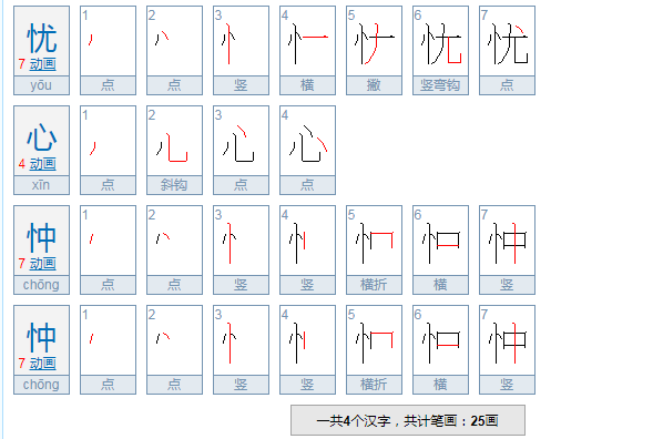 忧心忡忡拼音