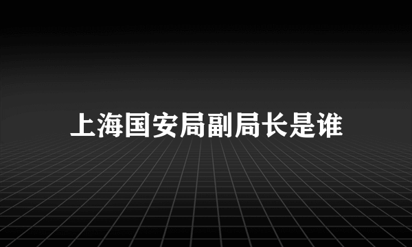 上海国安局副局长是谁