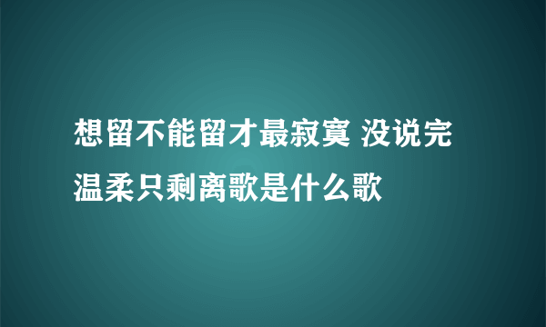 想留不能留才最寂寞 没说完温柔只剩离歌是什么歌