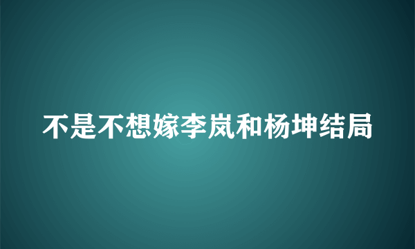 不是不想嫁李岚和杨坤结局