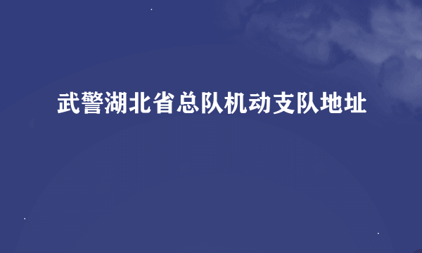 武警湖北省总队机动支队地址