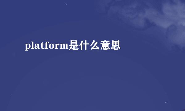 platform是什么意思