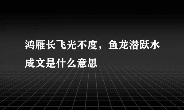 鸿雁长飞光不度，鱼龙潜跃水成文是什么意思