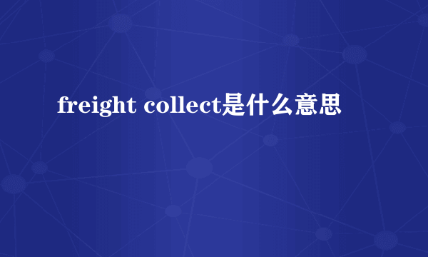 freight collect是什么意思