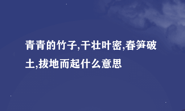 青青的竹子,干壮叶密,春笋破土,拔地而起什么意思