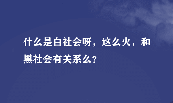 什么是白社会呀，这么火，和黑社会有关系么？