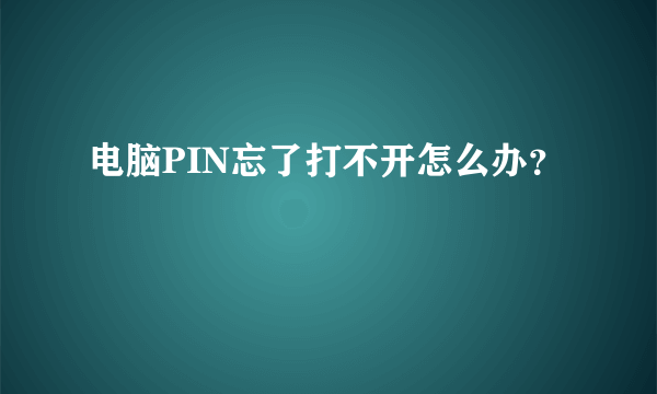 电脑PIN忘了打不开怎么办？