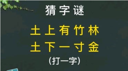 土上有竹林土下一寸金是什么字谜