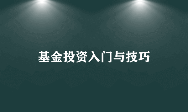 基金投资入门与技巧