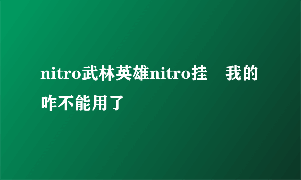 nitro武林英雄nitro挂　我的咋不能用了