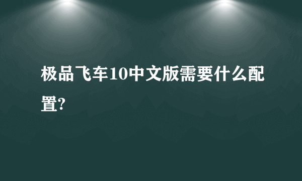 极品飞车10中文版需要什么配置?