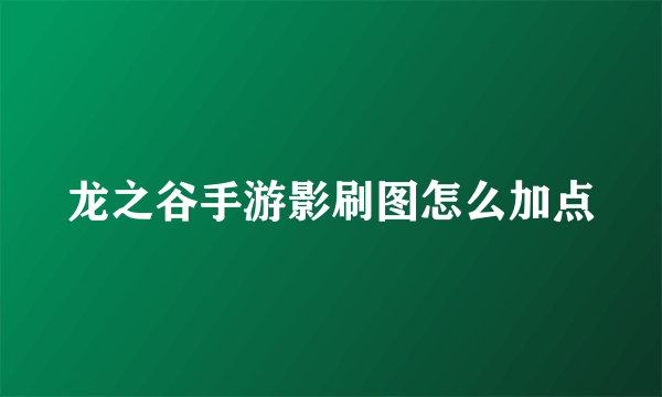 龙之谷手游影刷图怎么加点