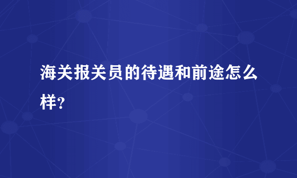 海关报关员的待遇和前途怎么样？