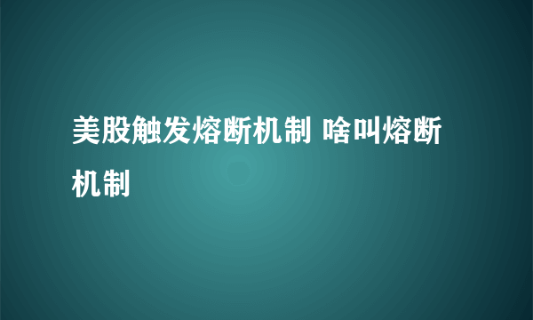 美股触发熔断机制 啥叫熔断机制