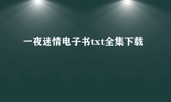 一夜迷情电子书txt全集下载