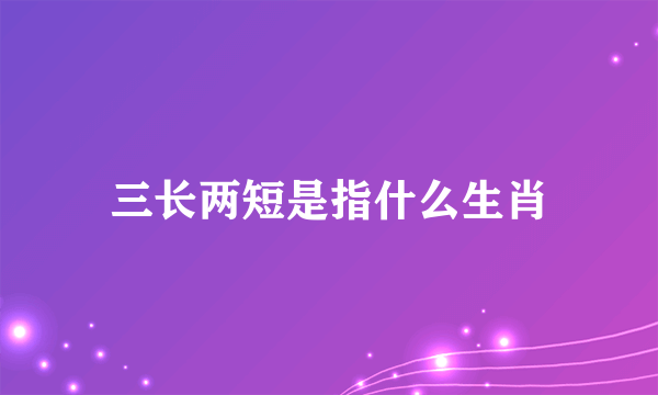 三长两短是指什么生肖