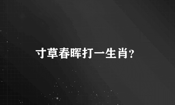 寸草春晖打一生肖？