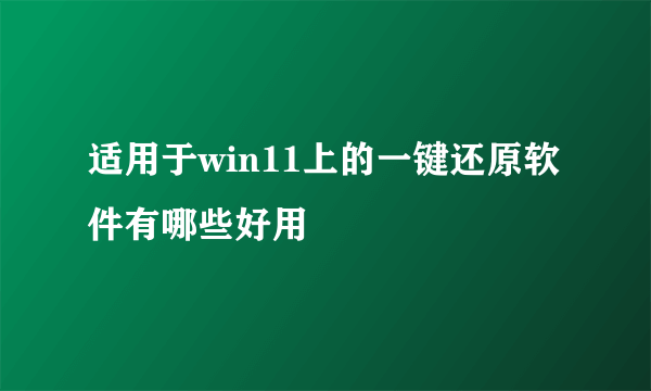 适用于win11上的一键还原软件有哪些好用