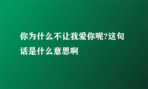 你为什么不让我爱你呢?这句话是什么意思啊